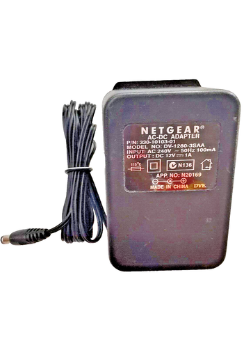NETGEAR AC-DC Adapter Power Supply - DV-1280-3SAA – DC 12V 1A – P/N 330 ...