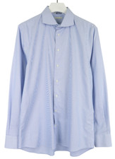 SUITSUPPLY Try On Extra Slim Fit Formal Shirt Men's 44/17 1/2 Pinstripe Blue