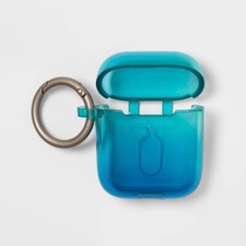 NEW  Heyday BLUE TEAL GRADIENT AirPods 1/2 Generation Silicone Case  Clip  READ  