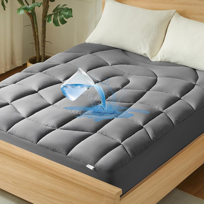 Queen Mattress Pad Waterproof - Ergonomic Quilted Fitted Queen Mattress Topper, 