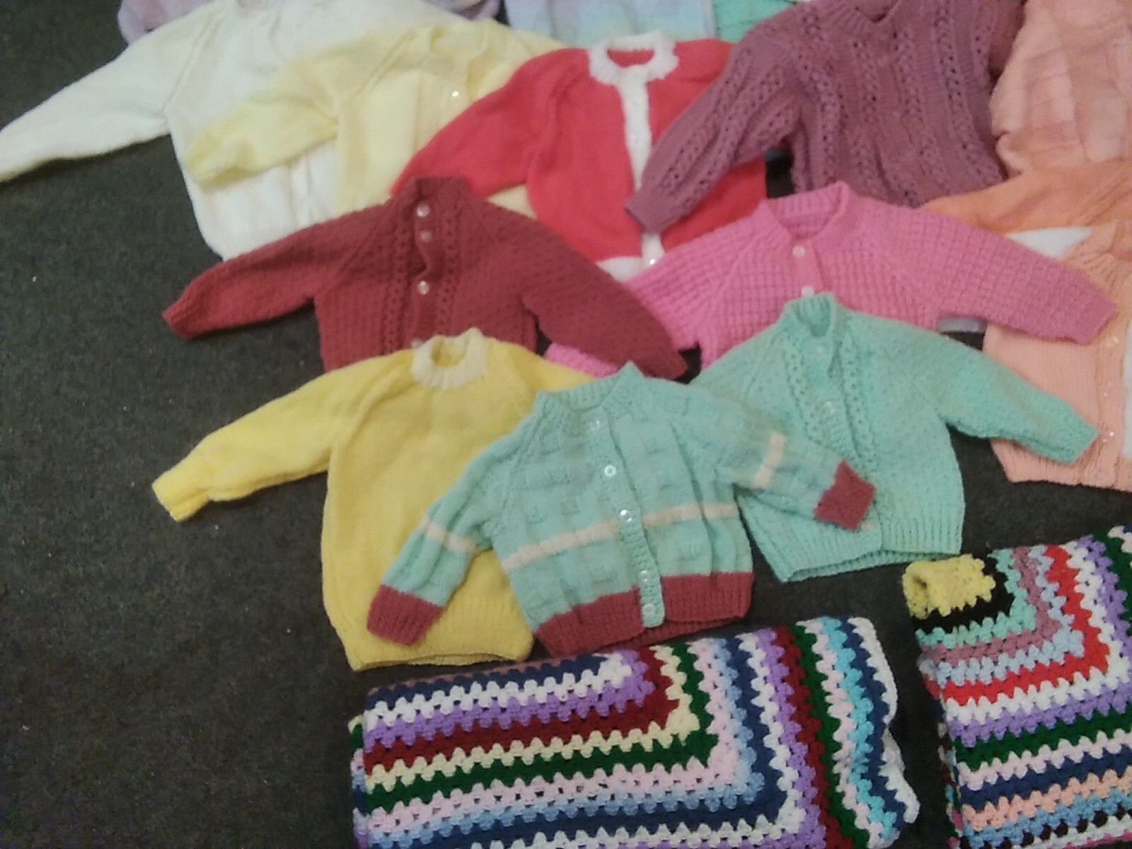 Job Lot 23 X Handknitted Crocheted Items Blankets Cardigans Hoodies eBay