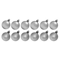 Weihnachtsdekoration 12Er Pack 30Mm Glitzer / Schlichte Kugeln (Dp) - Silber
