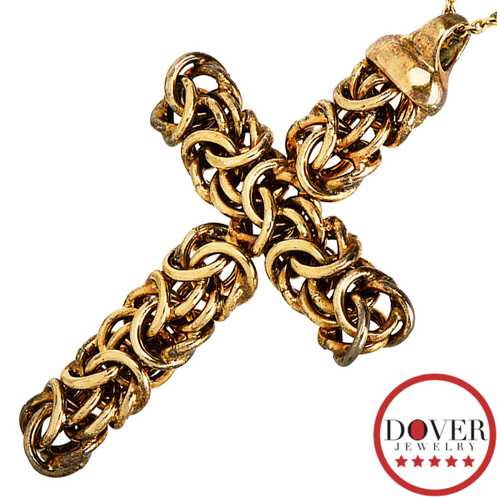 LIRM Italian 18K Gold Byzantine Link Cross Pendant 8.3 Grams NR eBay