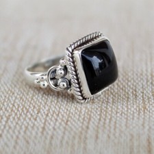 Amazing Black Onyx Gemstone 925 Sterling Silver Handmade Ring All Size