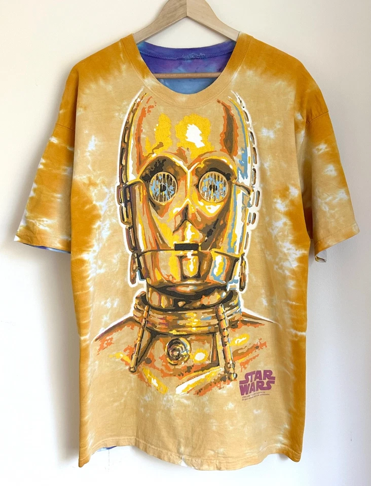 🔥 RARE : T-shirt Vintage officiel Star Wars 1997 - C-3PO & R2-D2 - Taille XL 🔥 - Photo 2/4