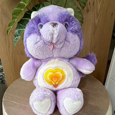 Kenner Care Bears Cousins Waschbär Plüschtier lila/weiß/gelb Vintage 1984