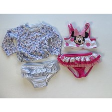 Lot of 2 Swimsuits Baby Girls 12M Disney Baby First Impression Bathing Suits