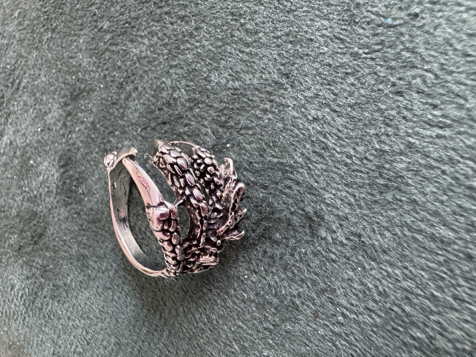 Silver Tone Adjustable Dragon Claw Ring Gothic Fa… - image 1