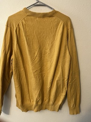 Eddie Bauer Men's L Yellow Cotton Cashmere Knit V-Neck Pullover