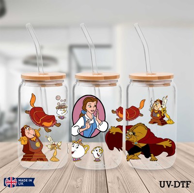 Die Schöne und das Biest UV DTF Aufkleber - 16oz Libbey Dose Glasfolie yd169