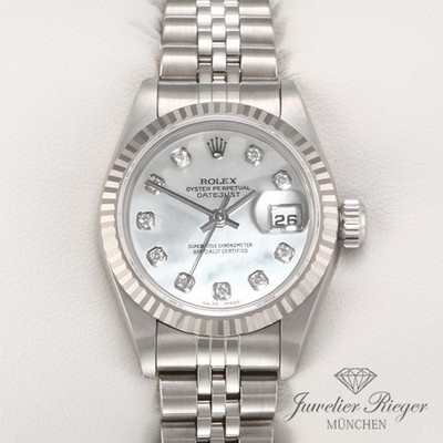 Rolex Lady Datejust Edelstahl Weissgold 750 2002 Perlmutt Diamanten Automatik