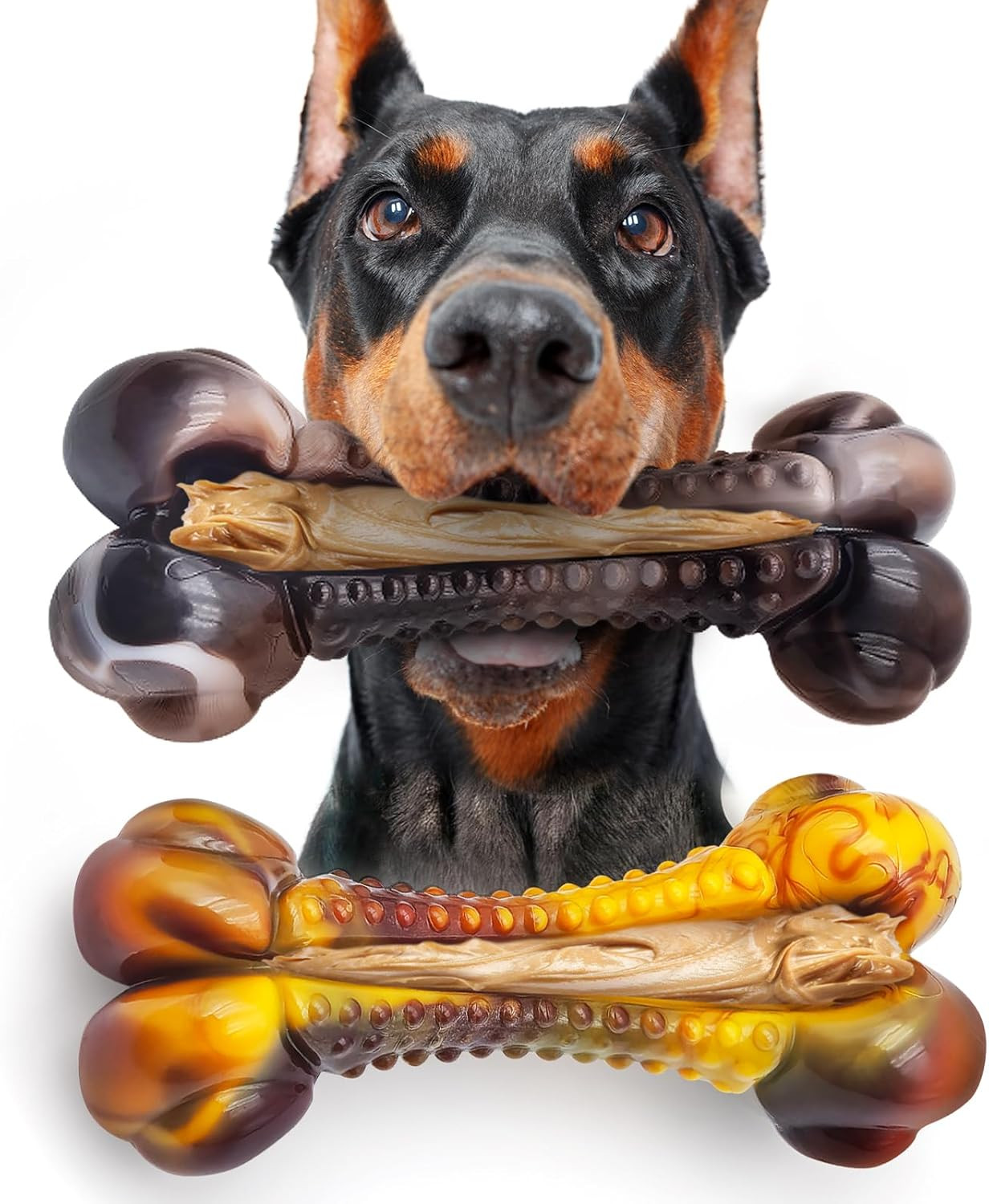 Dog Chew Toys for Aggressive Chewers 2Pack Indestructible Dogs Bone Toy