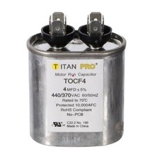 TOCF4 Titan Pro Oval Motor Run Capacitor 4 MFD 440/370V 