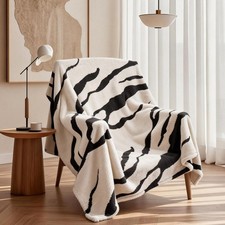 BYKOSY Zebra Printed Fleece Throw Blanket-Cozy Soft Lightweight Fuzzy Throw