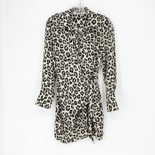 Zara Animal Print Silky Collared Mini Wrap Dress Size XS