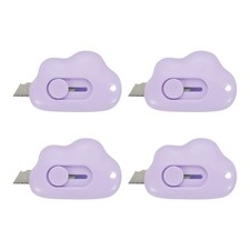 4Pcs Cloud Shaped Retractable Box Cutters Purple 2.4x1.5Inch 