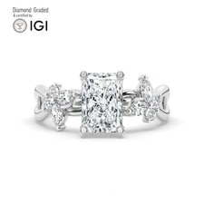 Radiant Diamond Engagement Ring Platinum Labgrown 3.35 Ct Solitaire