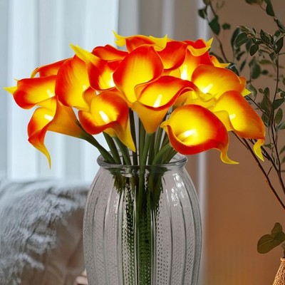 Lighted Artificial Flowers Calla Lily Bouquet Lamp 20 stems Real Touch Calla ...