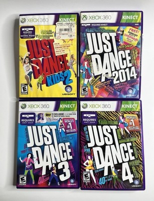 Just Dance 3, 4, 2014 & Kids 2 Bundle Lot (Xbox 360, 2013) With Manual Tested