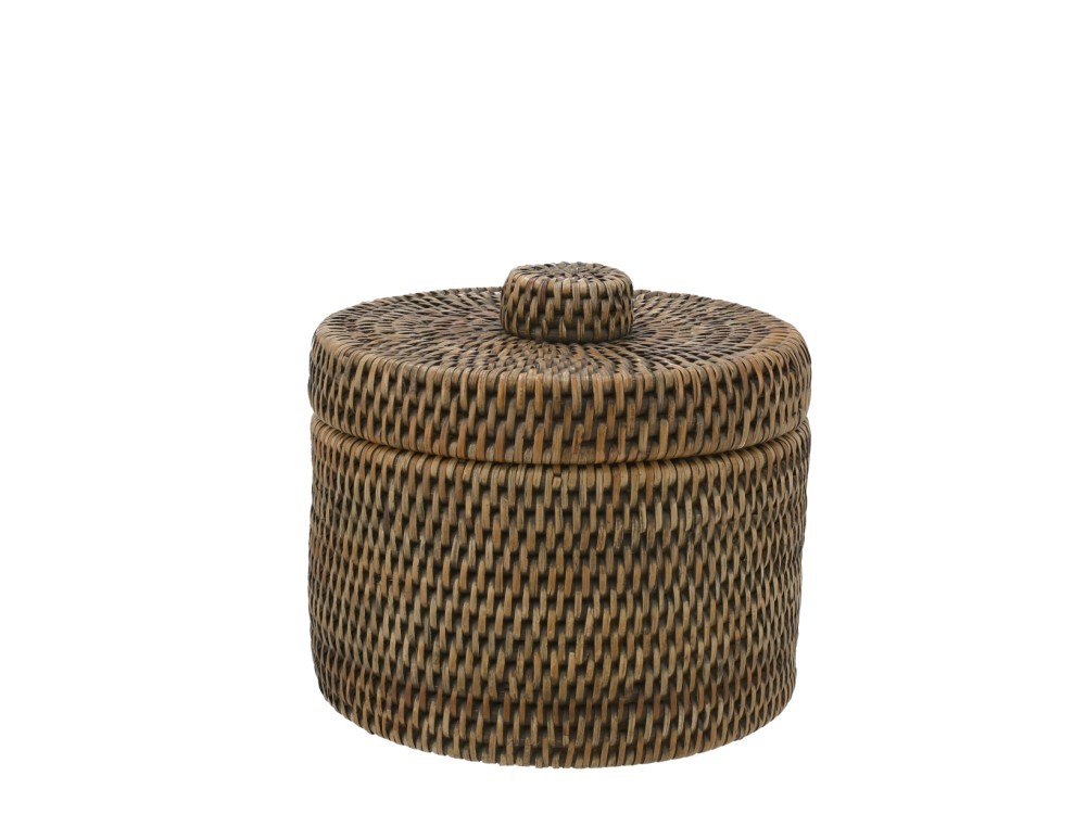 H&H Natural Rattan Box With Lid 20x17 cm
