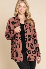 Sweaters Trendsi Animal Print Knit Shacket Women's Casual Button Up Shirt - Soft