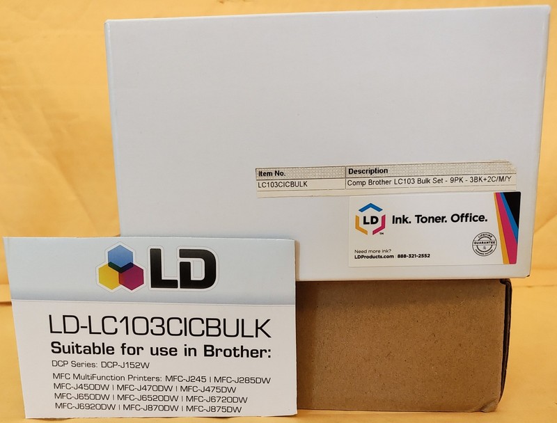 LD Compatible For Brother LC103 9pk HY Ink LC103BK LC103C LC103M LC103Y MFC-J870