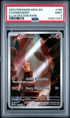 2023 POKEMON MEW EN-151 ILLUSTRATION RARE #168 CHARMANDER PSA 9