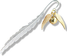 Vintage Metal Feather Bookmark with Golden Winged Charm – Thin Unique Metal Book