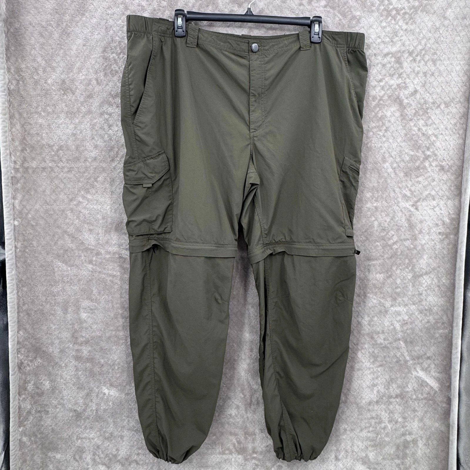 Columbia Omni-Shade Pants Mens 48x32 Green Convertible Cargo Jogger Hiking