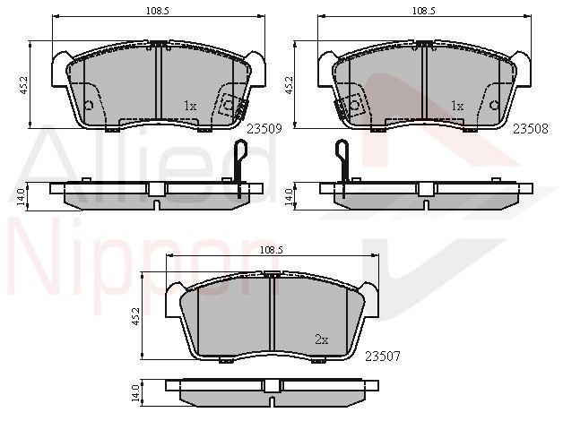 Brake Pad Set For Disc Front Fits Daihatsu Mitsubishi i ALLIED NIPPON ADB31113