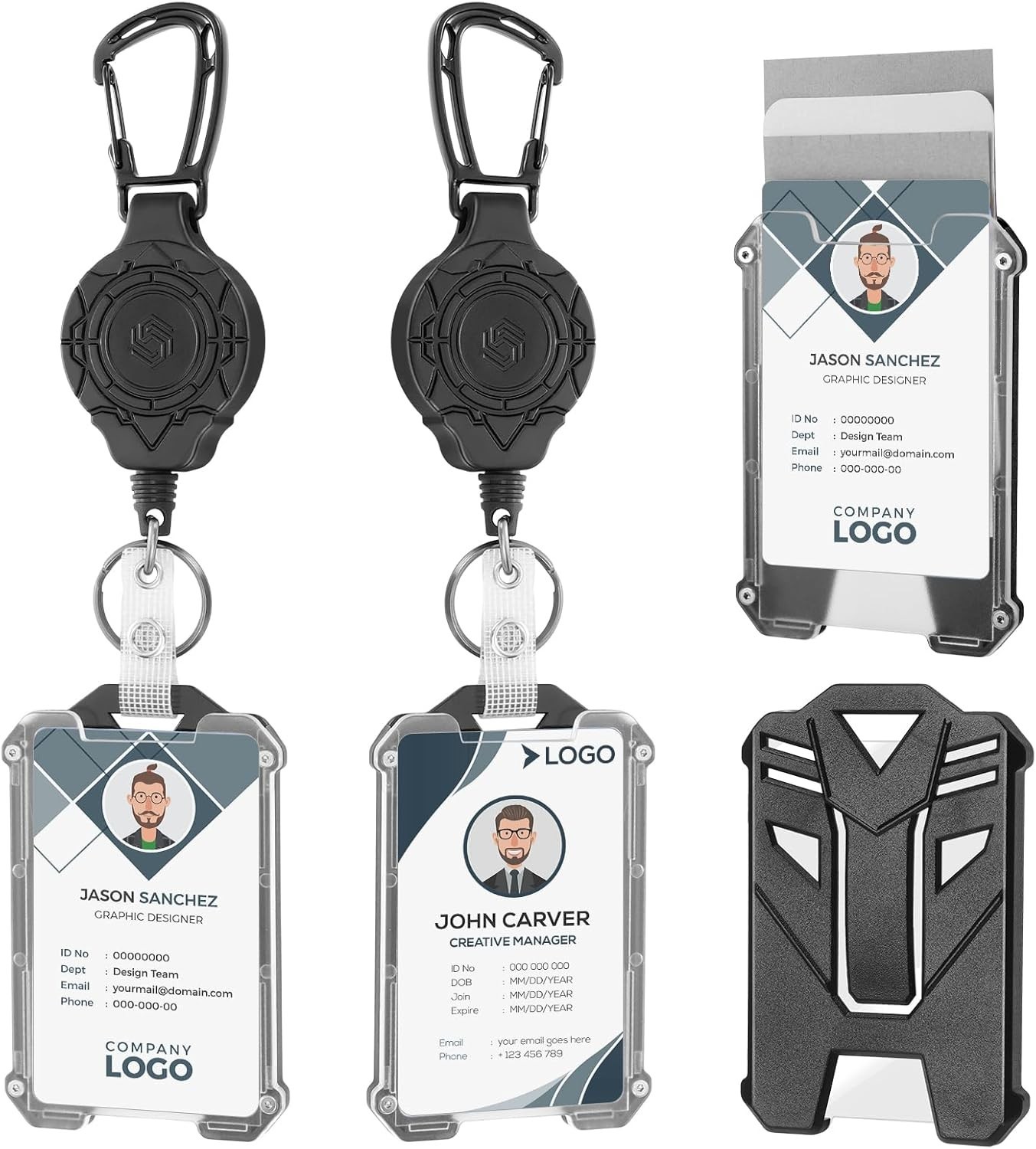 2Pack Heavy Duty Retractable Keychain, Tactical ID Badge Hol