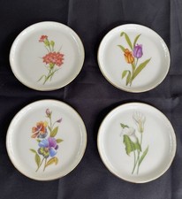 Furstenberg Trinket Plate Coasters 4&rdquo; Painted Florals  W Germany Set Of 4
