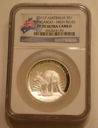 2011-P $1 SILVER DOLLAR High Relief KANGAROO 1 oz Australia NGC PF 70 ULTRA CAM
