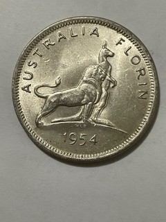 👀AUSTRALIAN 1954 COMMEMORATIVE FLORIN SILVER COIN HIGH GRADE UNC SCARCE 👀