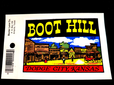 Boot Hill Dodge City, Kansas Vintage Travel Souvenir Decal / Window Sticker
