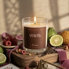 Scented %100 soy candle Hand Poured Candle Raspberry Bergamot Vanilla 8 oz VIVID