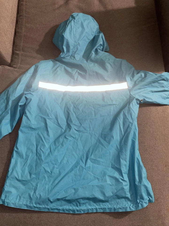 Charles River Apparel Jacket Womens Large Blue Hooded Full Zip Reflective Rain - Image 3 of 4