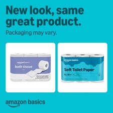 2 packs of 6 Amazon Basics 2-Ply Soft Toilet Paper, Equivalent to Packaging May