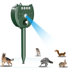 Ultrasonic Animal Repellent Outdoor, Solar Powered Deer Squirrel Skunk Rabbit...