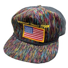 Operation Desert Storm Hat Trucker Cap Military USA Flag Colorful Corduroy Rope