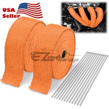 2 Roll X 2 50ft Orange Exhaust Thermal Wrap Manifold Header Isolation Heat Tape