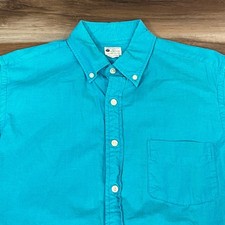 J. Crew Sunwashed Oxford Button Down Shirt Mens Small Light Blue Teal