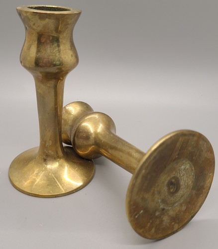 Vintage Solid Brass Candlestick Holders 4" Tall | eBay