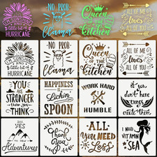 Motivational Stencils for Crafts Reusable 12Pcs Stencils 7.8X7.8 Inch