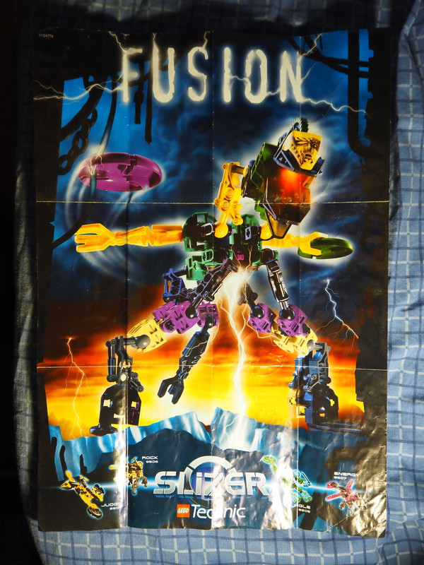 Vintage 1999 LEGO Technic ThrowBots / Slizer Fusion Poster Two Sided ~ 12”x16”