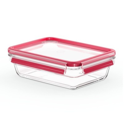 Emsa CLIP & CLOSE Glasbehälter 1,1 l, transparent, rot, 