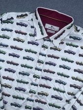 Claudio Lugli Men?s Shirt All Over Car Theme Print Long Sleeve VGC XL 43-44
