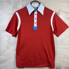 Vintage 70s Sears Kings Road Button Polo Collared Rockabilly Shirt Sz Medium