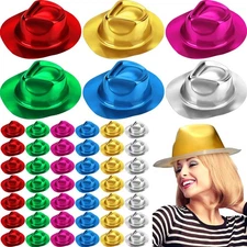 48 Pcs Hats Party Metallic Colors Plastic Crazy Hats for Adults Kids Cowboy C...