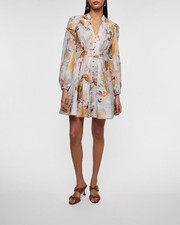 Zimmermann Ascension Plunge Linen Mini Dress size 0P (US 4P)